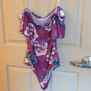 floral purple bodysuit